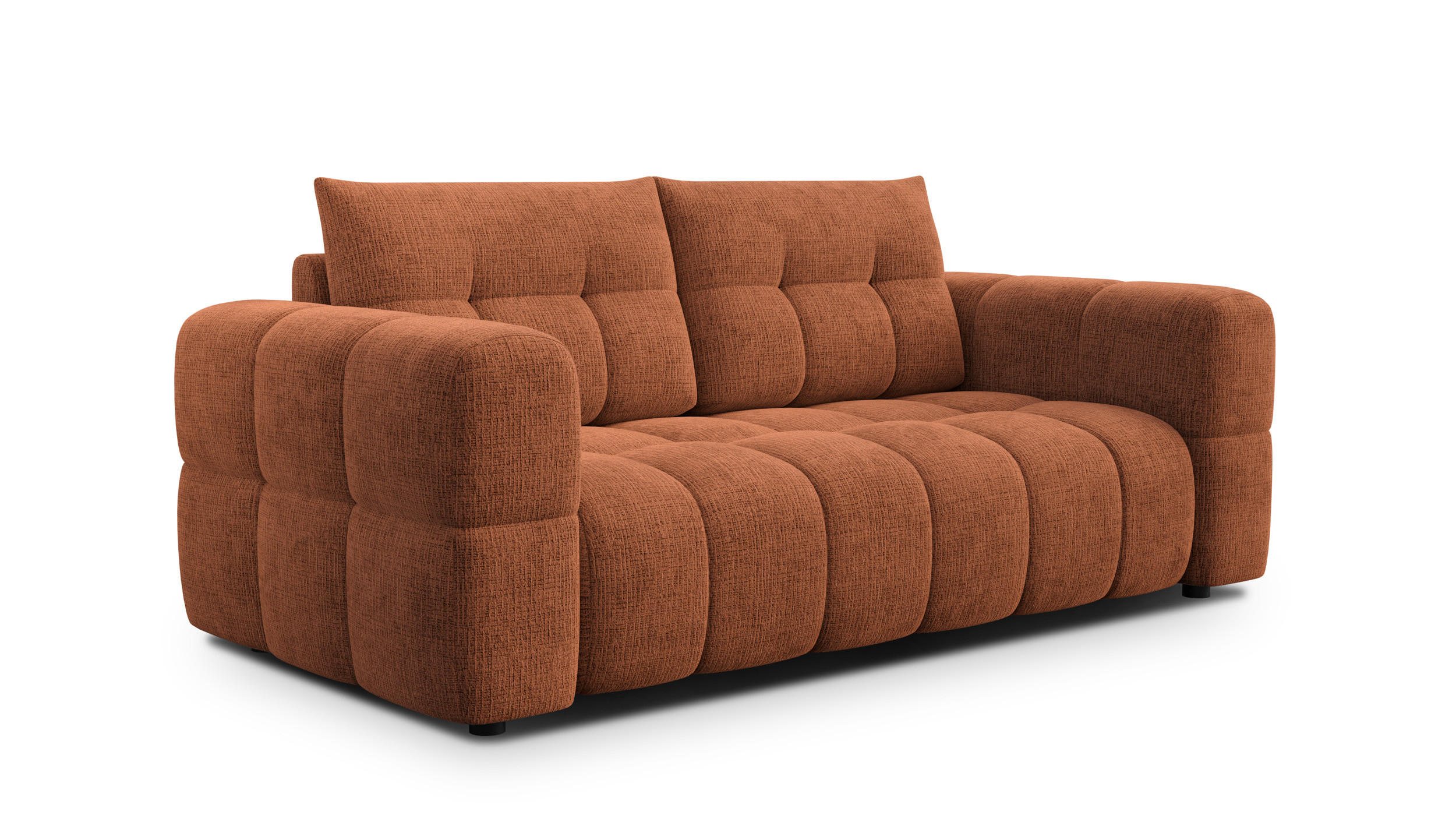 SOFA CLOUDI 2,5-Sitzer, rostrot - Schwarz/Orange, Holz/Textil (211/89/104cm) - Courtois Laville