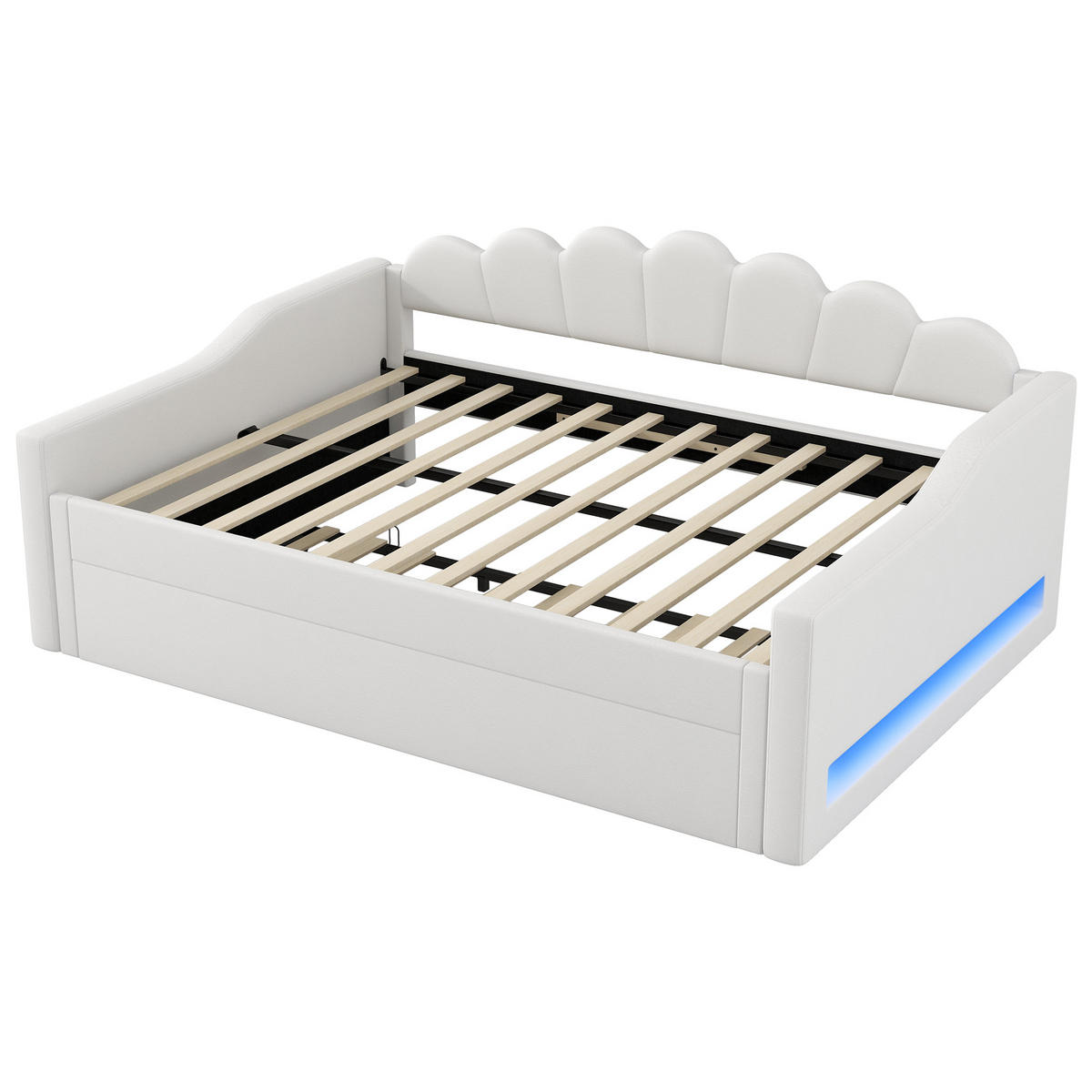 AUSZIEHBETT 140/200 cm DE-03394, mit LED, in Beige - Beige, Holzwerkstoff (140/200cm) - ComfortXL