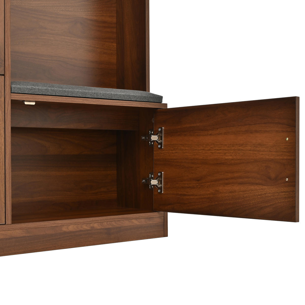 GARDEROBE Schuhschrank Spiegel LED App PB MDF - Walnussfarben, Holzwerkstoff (100/180/25cm) - FLIEKS