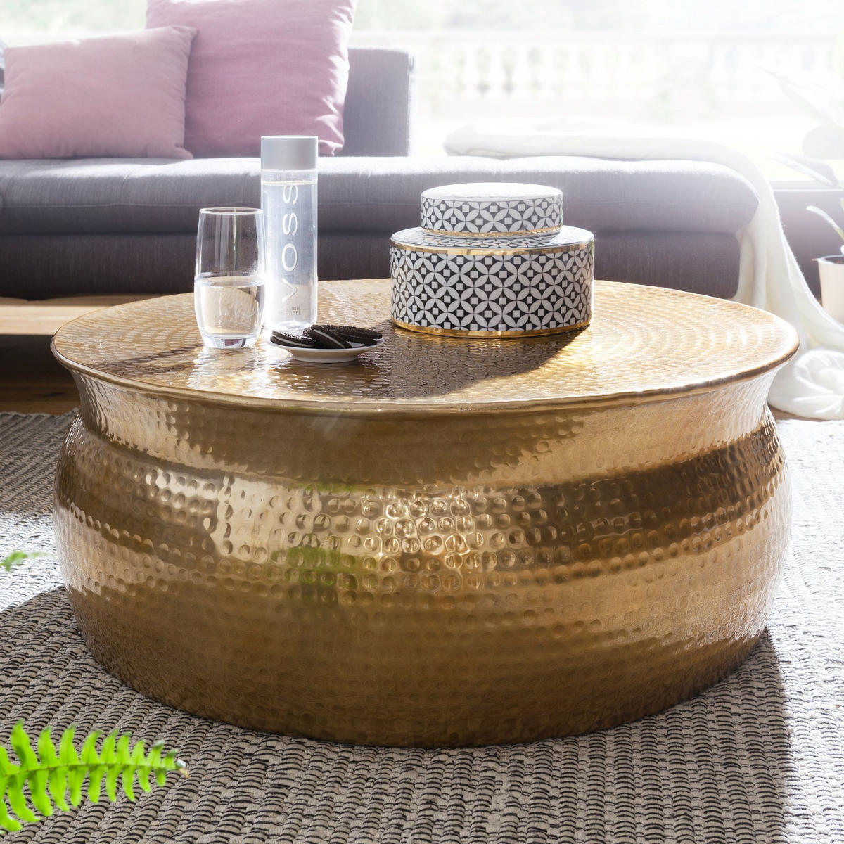 COUCHTISCH rund RYAN Aluminium - Goldfarben, Metall (75/75/31cm) - tinkaro