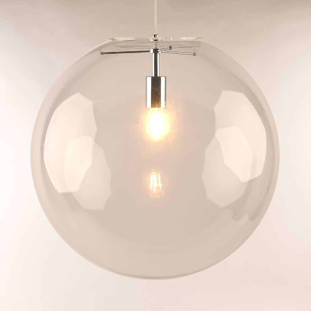 PENDELLEUCHTE Orb Chrom/Klar Ø 50cm - Chromfarben/Klar, Glas (50/50/50cm) - s.luce