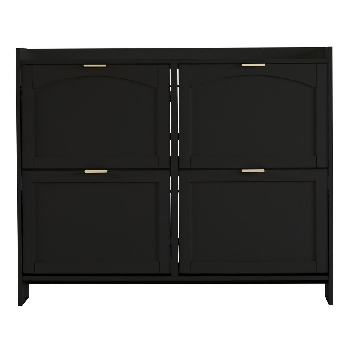 SCHUHSCHRANK 110/90/24 cm Schwarz aus Spanplatte mit 4 Klappfächern - Schwarz, Holzwerkstoff (110/90/24cm) - OKMYHOME