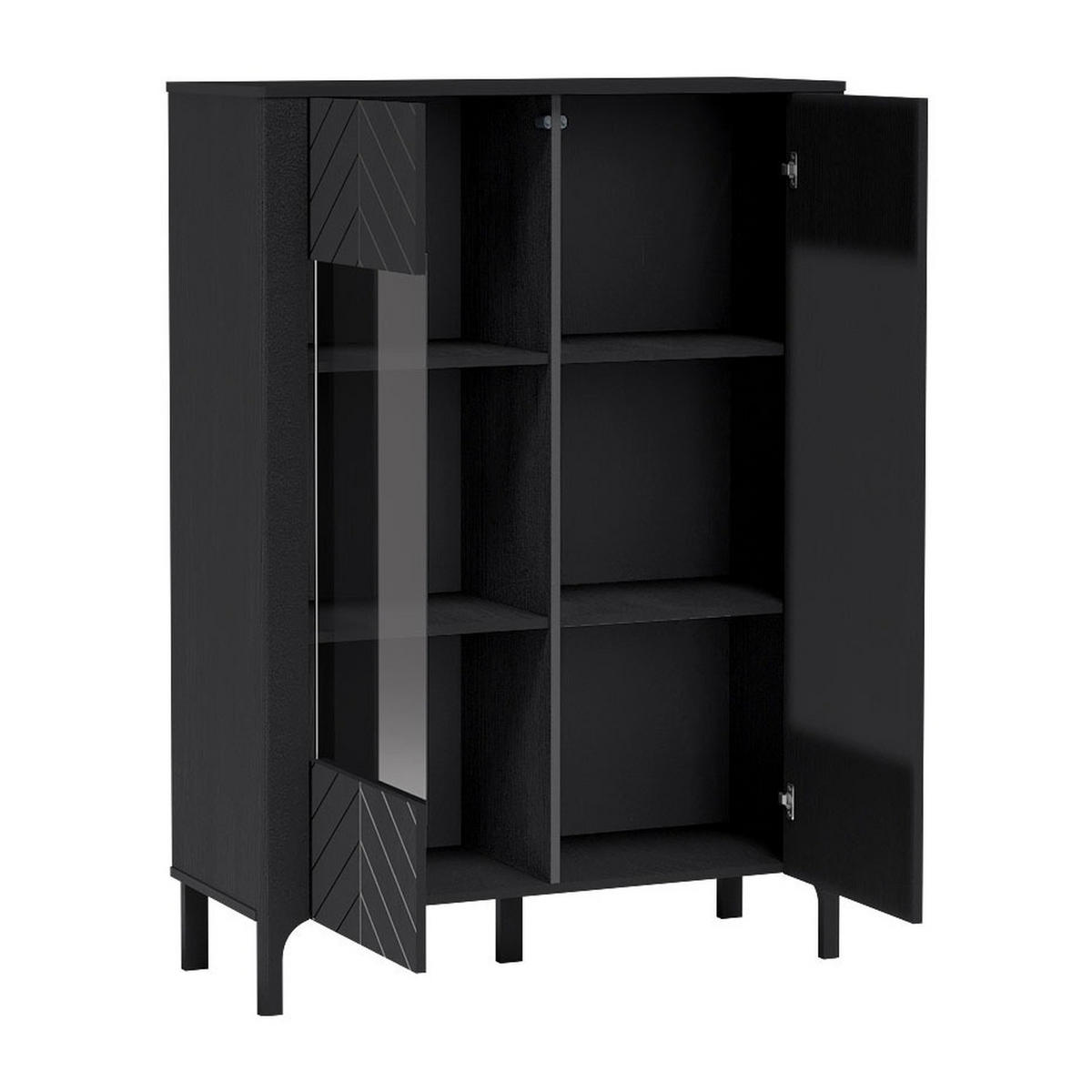 VITRINE Malumi MM-3 103 x 145 x 40,5 cm Schwarz Paintflow - Schwarz, Holzwerkstoff (103/145/40.5cm) - Koseto