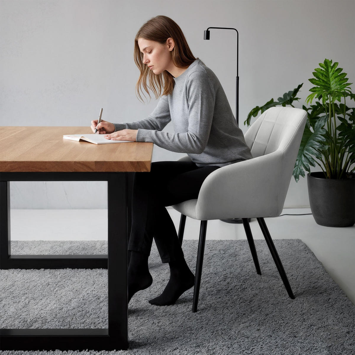 POLSTERSTUHL 4er Set, Metallbeine Grau 54/82/58 - Grau, Textil (54/82/58cm) - RAUMHIRSCH FURNITURE