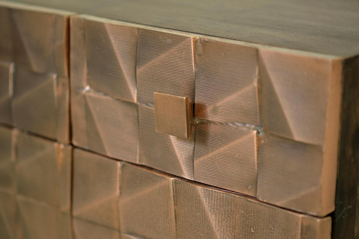 SIDEBOARD aus Mangoholz und Bronze - Dunkelbraun, Holz (42/80/170cm) - Giner y Colomer