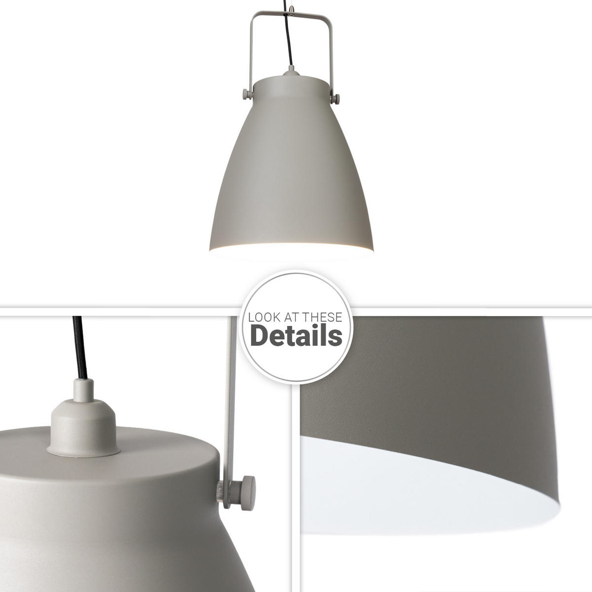 PENDELLEUCHTE Boone Pd - Weiß/Grau, Metall (39/39/58cm) - Paco Home