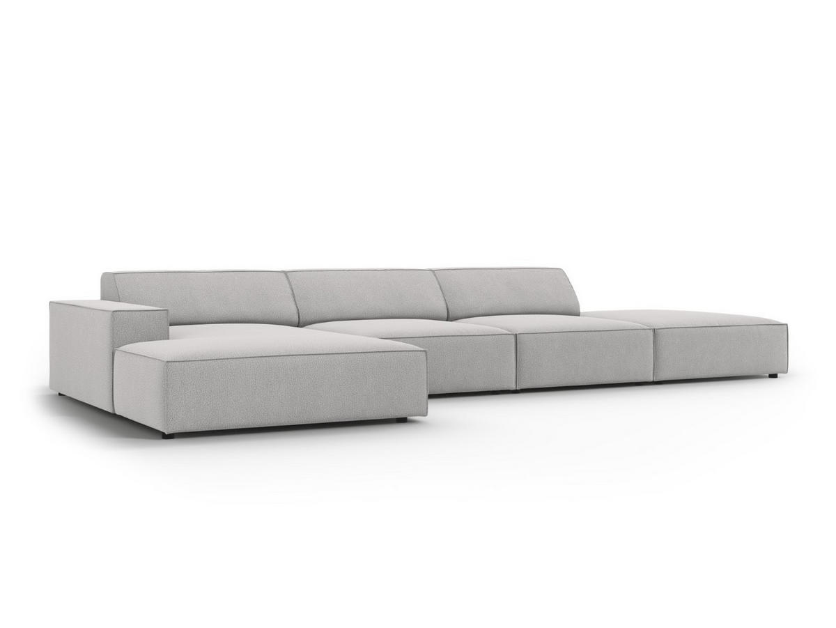 ECKSOFA links Jodie aus strukturiertem Stoff hellgrau 5 Sitzplätze - Hellgrau, Textil (166/341cm) - Micadoni