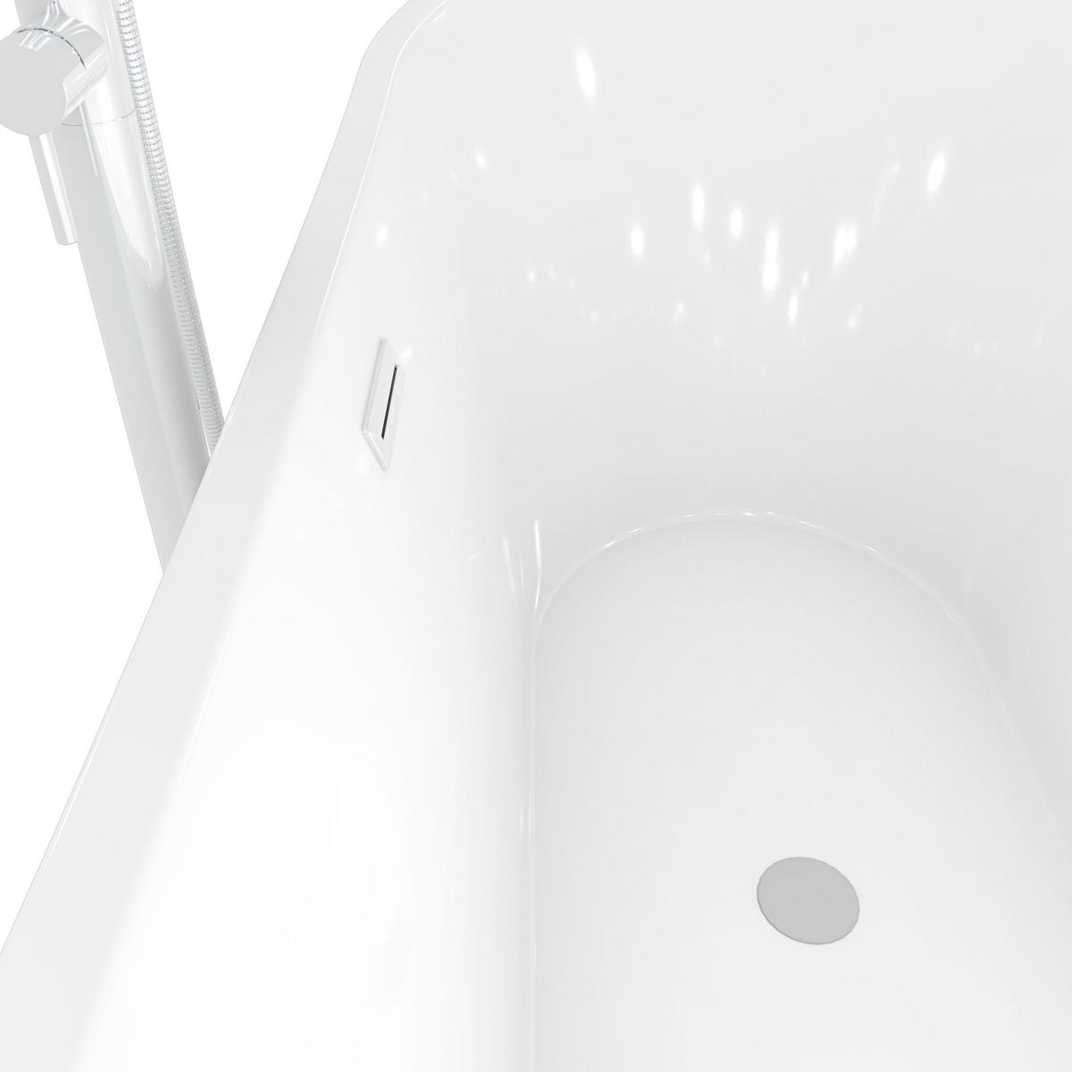 FREISTEHENDE Badewanne Wanne F03 180x89cm mit Armatur AF02 - Weiß, Glas/Kunststoff (80/72/180cm) - AcquaVapore by Sandra Jentho