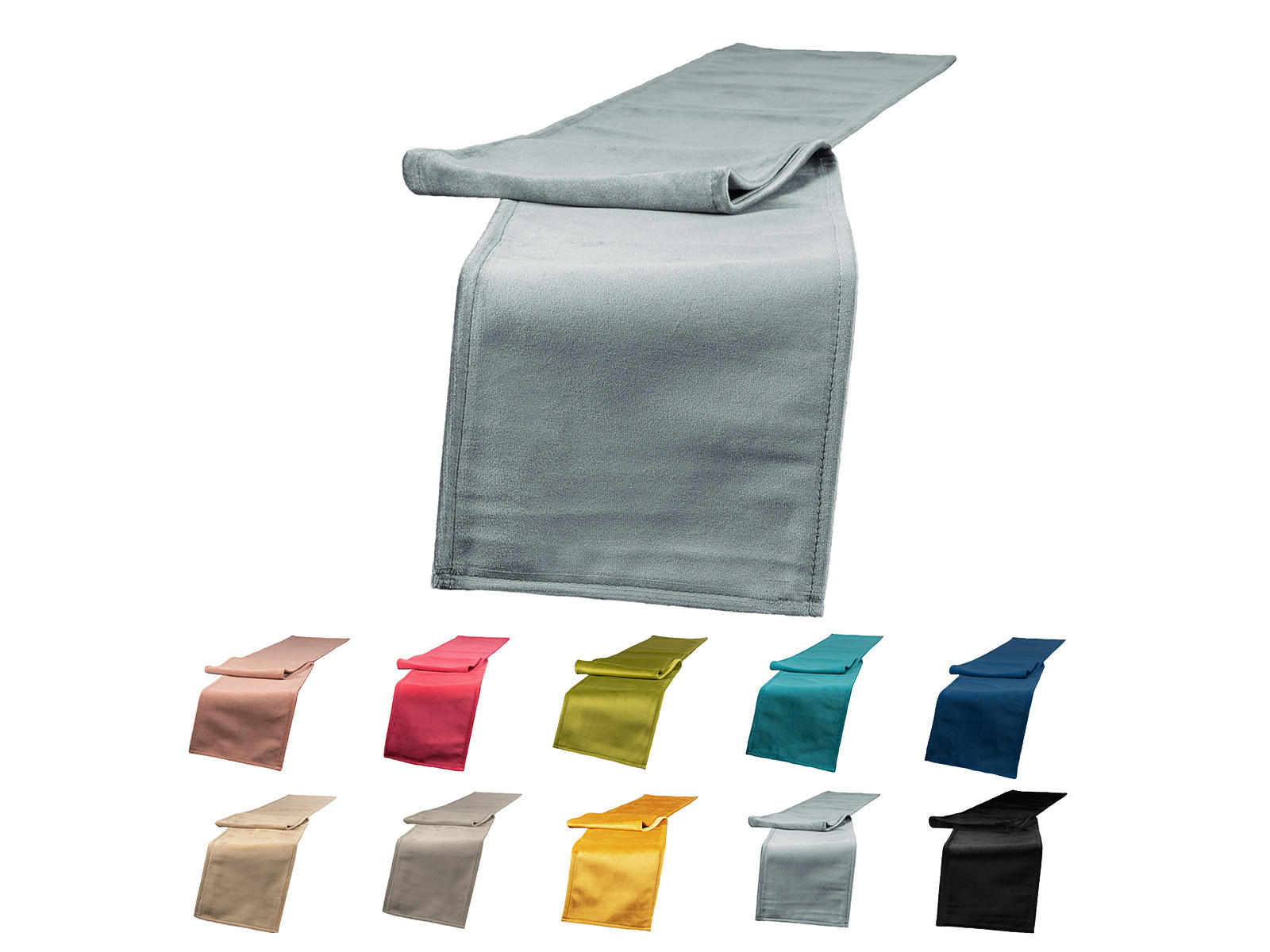 TISCHBAND Samt&Sonders stein-grau 140/18 cm - Grau, Textil (18/140cm) - beties Heimtextil