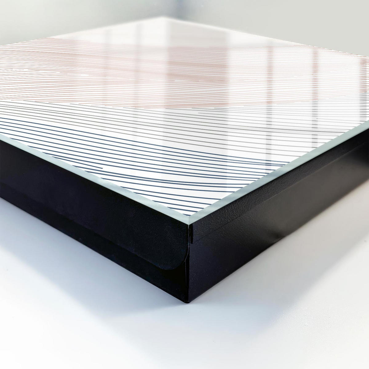 SCHLÜSSELBOX Schwarz 30x30 cm- Türöffnung nach rechts - Wellenlinien - Beige, Metall (30/30/5cm) - TULUP