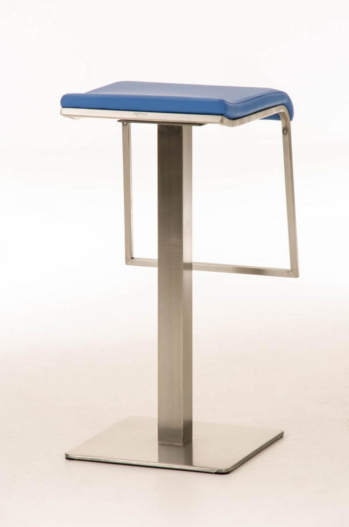 BARHOCKER Lederlook Blau - Blau/Edelstahlfarben, Textil/Metall (39/78/42cm) - CLP