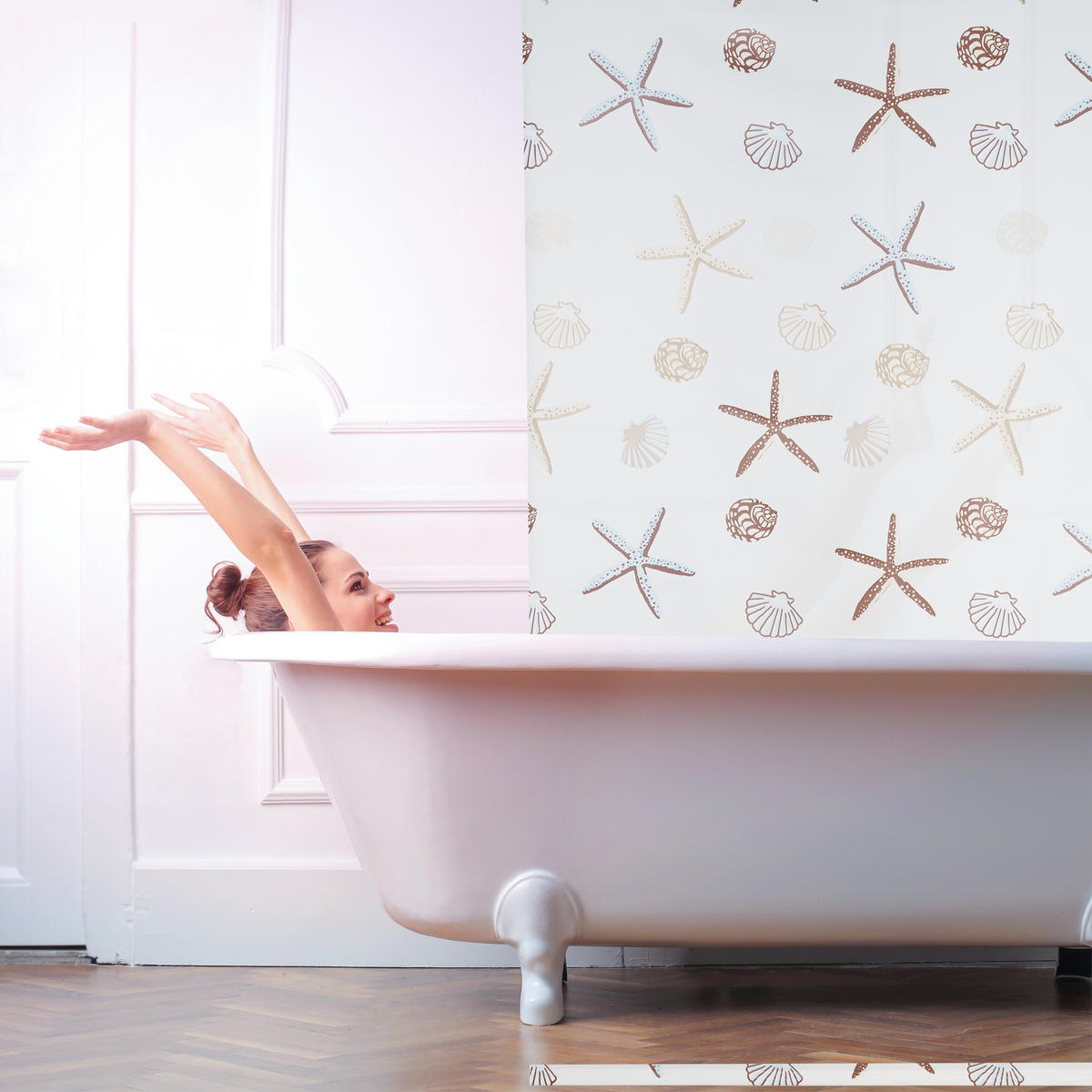 DUSCHROLLO - Multicolor, Kunststoff/Metall (100/5cm) - Relaxdays