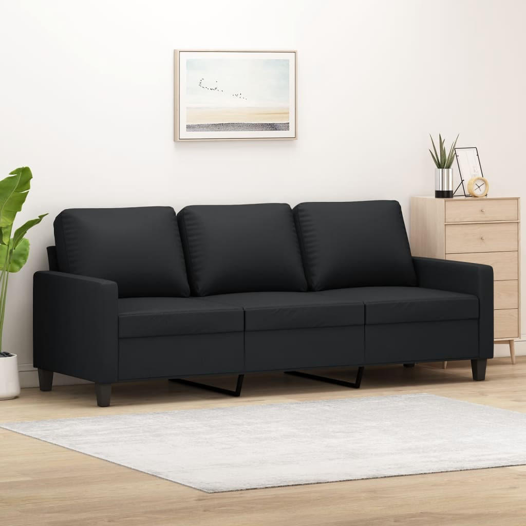 3-SITZER-SOFA Dessau - Schwarz, Leder (198/77/80cm) - Nettlife