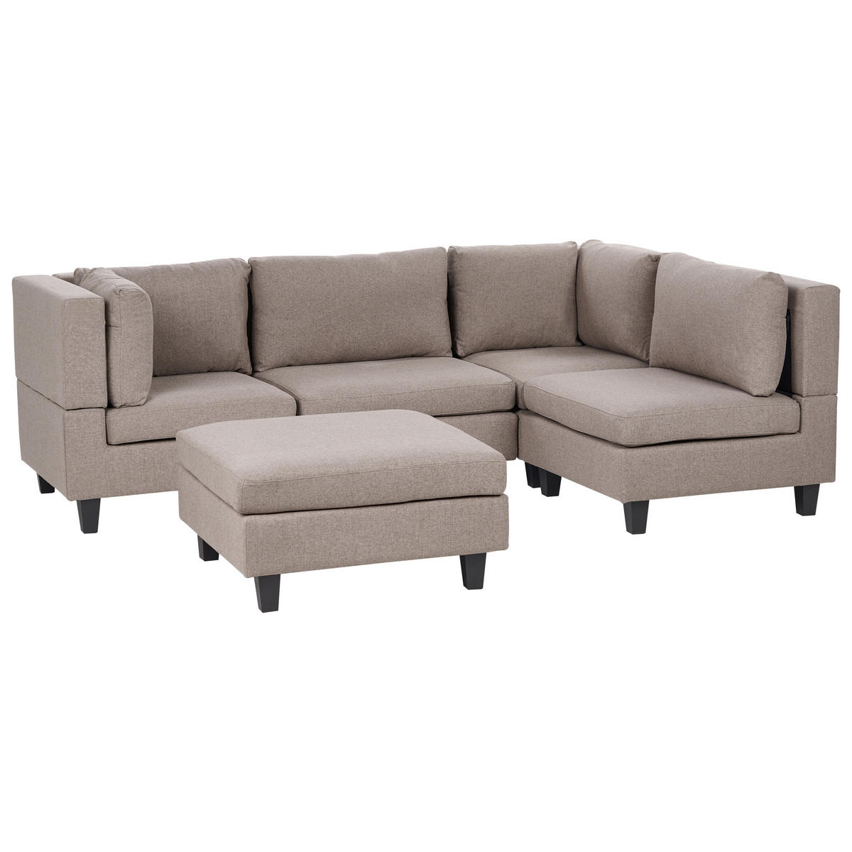 COLȚAR modul cu 4 locuri pe partea stângă maro textil cu otomană Unstad - maro/negru, material textil (228/152cm) - Beliani