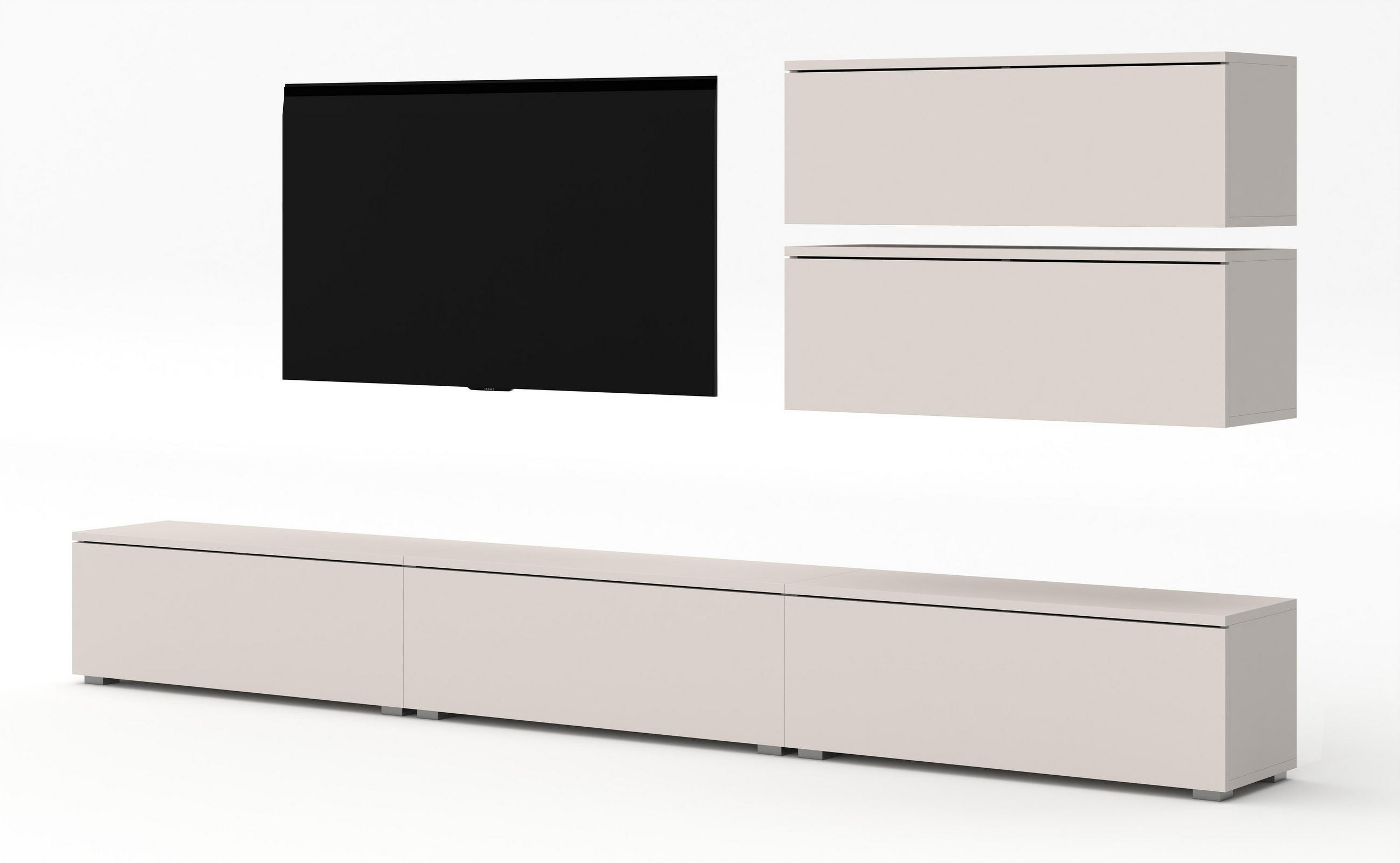 WOHNWAND Loriano V Beige Kaschmir 300/104,5/32 cm – Hängend und Stehend - Beige, Holzwerkstoff/Kunststoff (300/104.5/32cm) - AX Living