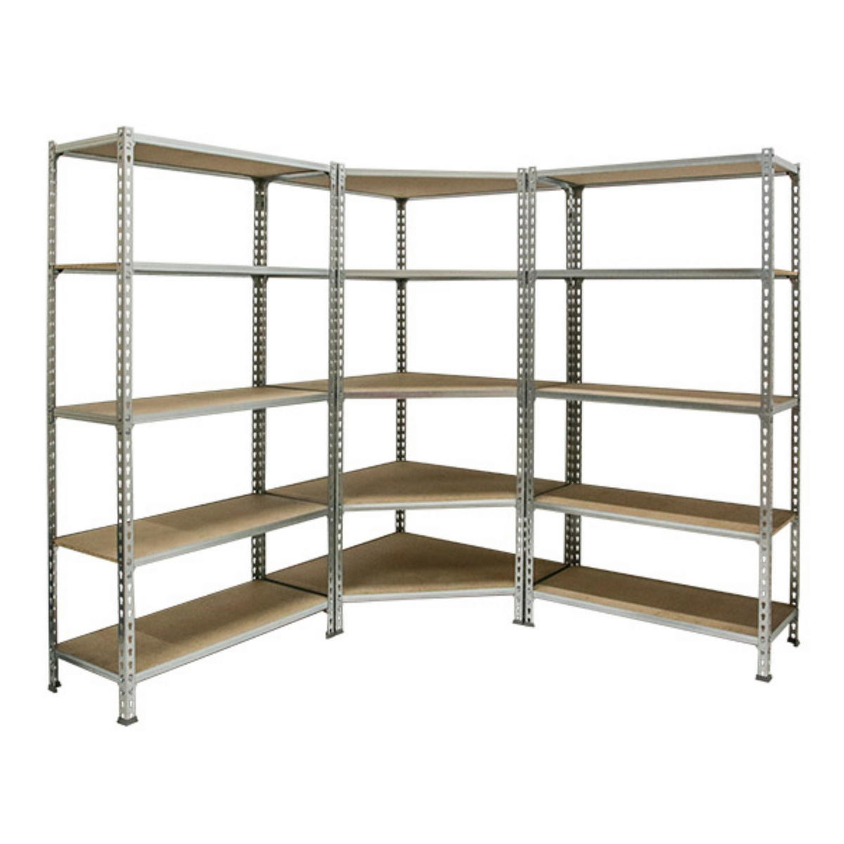 MEGA Deal 1x Eckregal + 2x Schwerlastregal MULI | HxBxT 180x180x30cm | Fachlast 200kg | Verzinkt - Silberfarben, Metall (180/180/30cm) - PROREGAL
