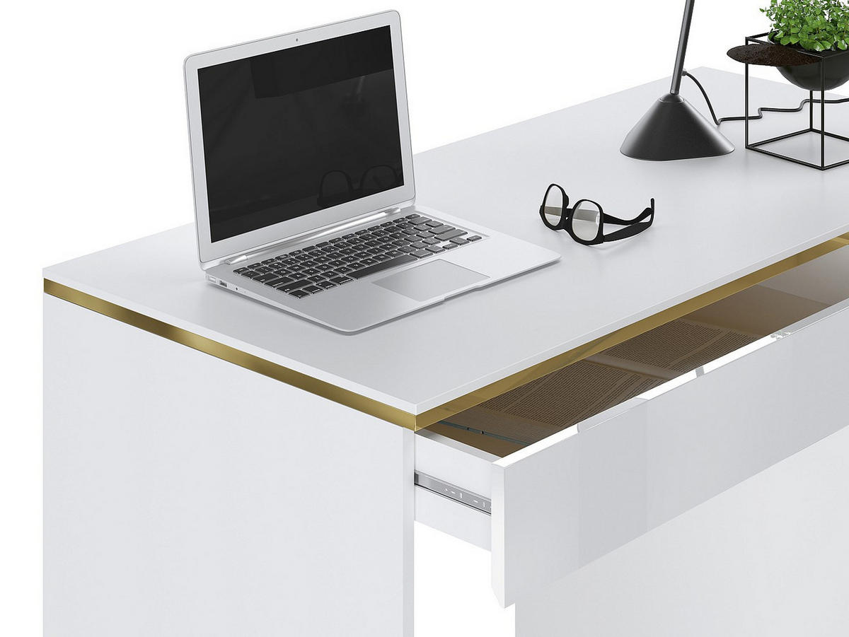 SCHREIBTISCH - 119 cm x 55 cm - Holz, Platte - Weiß - VUKIA - Weiß, Holz (55/119/79.1cm) - Vente-Unique