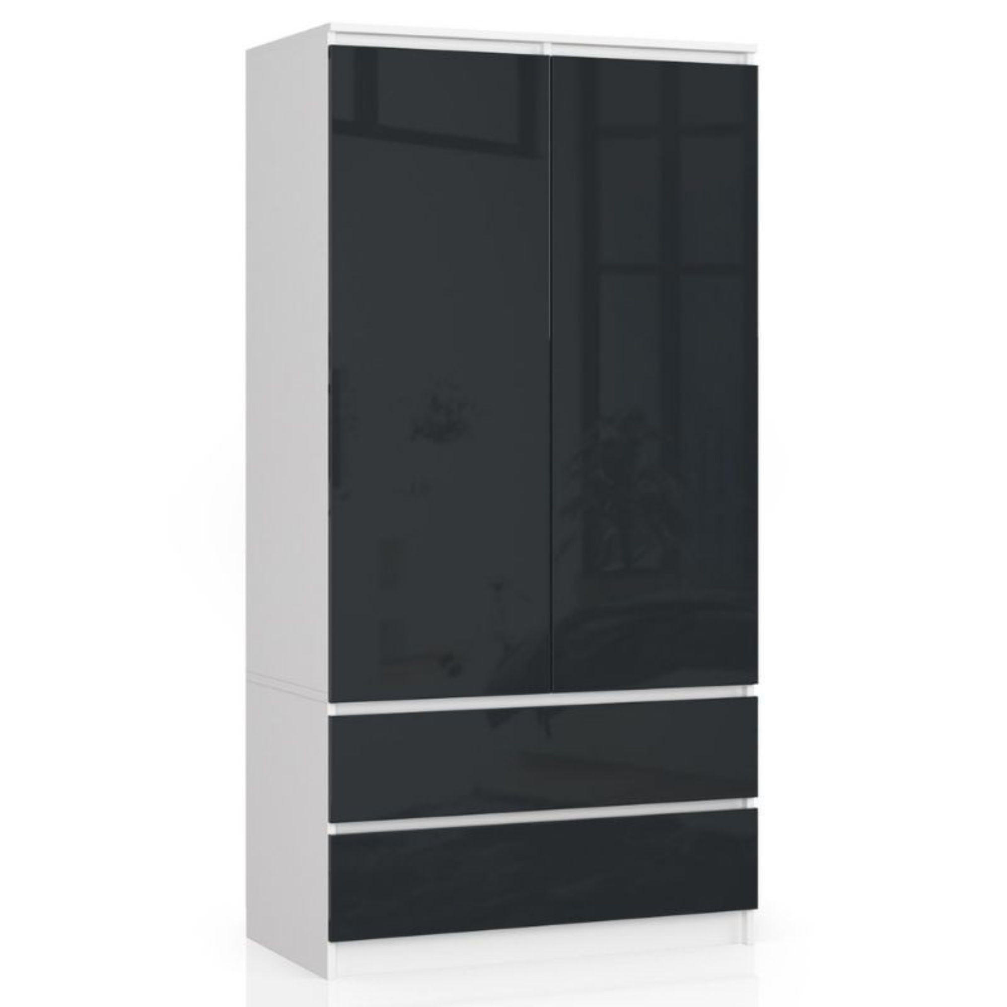 Akord Kleiderschrank Weiß, Graphit 90x180x51 cm