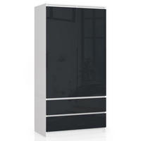 KLEIDERSCHRANK Weiß, Graphitglanz 180x51x90 cm - Graphitfarben/Weiß, Holzwerkstoff (90/180/51cm) - Akord