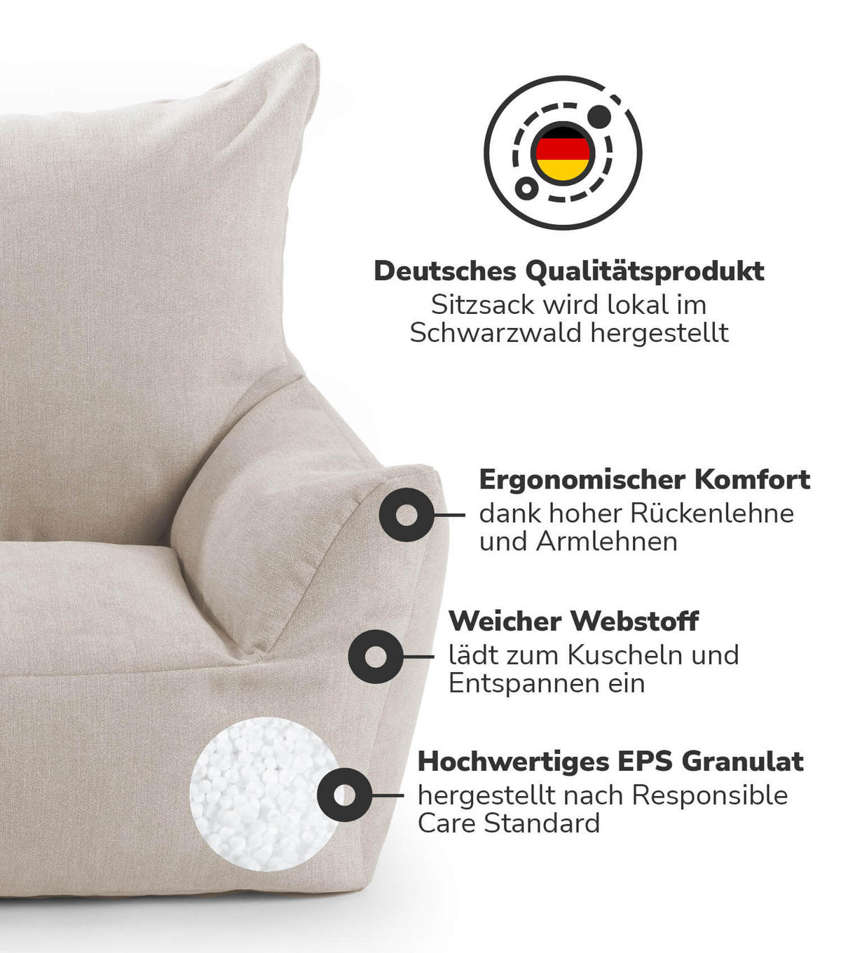KINDERSESSEL Der Pausenheld - Beige, Textil (52/57/53cm) - Mokebo