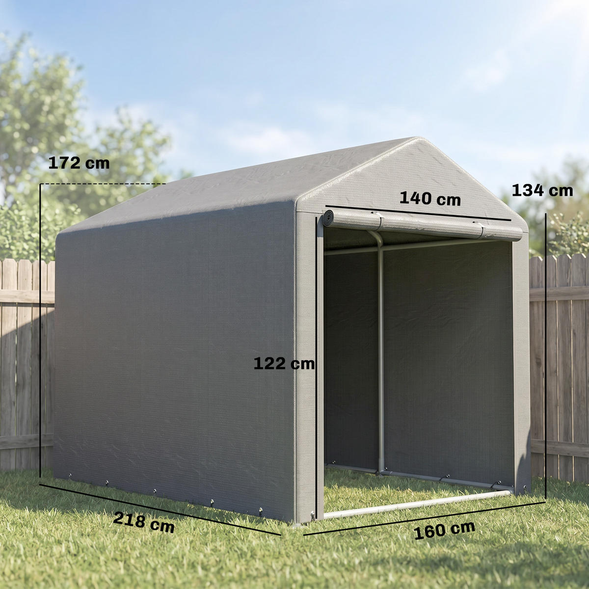 CARPORT Grau 1 Stück - Grau, Kunststoff/Metall (160/172/218cm) - GiPP