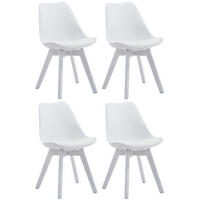 STUHL 4er Set Lederlook weiß - Weiß, Holz/Textil (48/84/55cm) - CLP