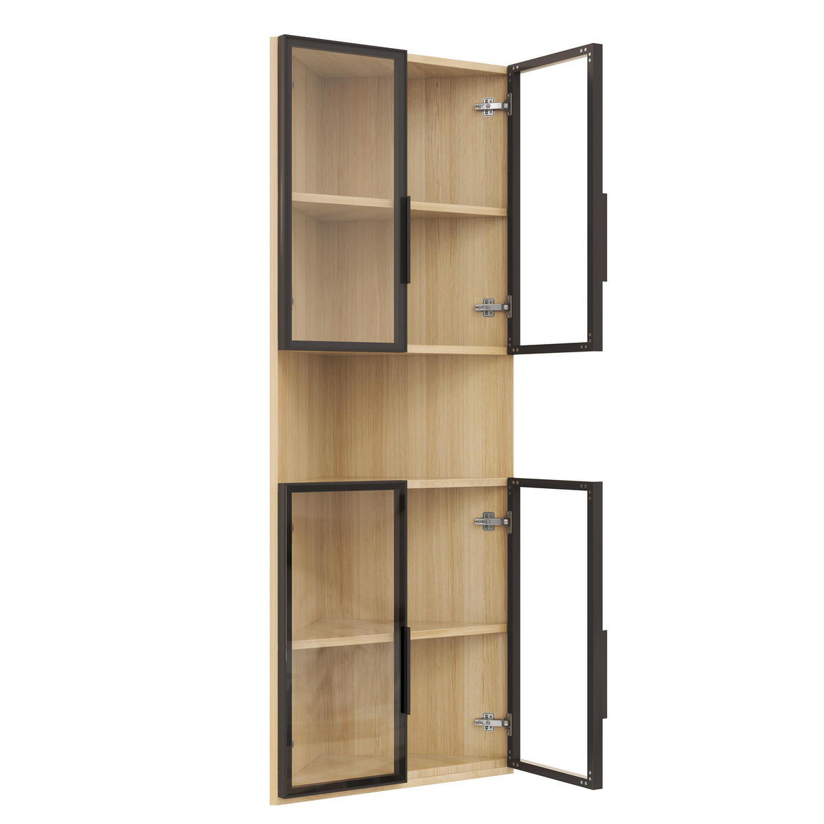 VITRINE 62cm Eiche Glas LED Eckvitrine modern - Eichefarben, Holzwerkstoff (62/160/32cm) - FLIEKS