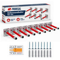 AUTOREIFEN-WANDHALTER PREX PRO 8er Reifen Set HxBxT 17x13x35 cm Traglast 35 kg Rot Set für Garage Zum Anschrauben mit hoher Qualität - Rot, Metall (35/13/9cm) - PROREGAL