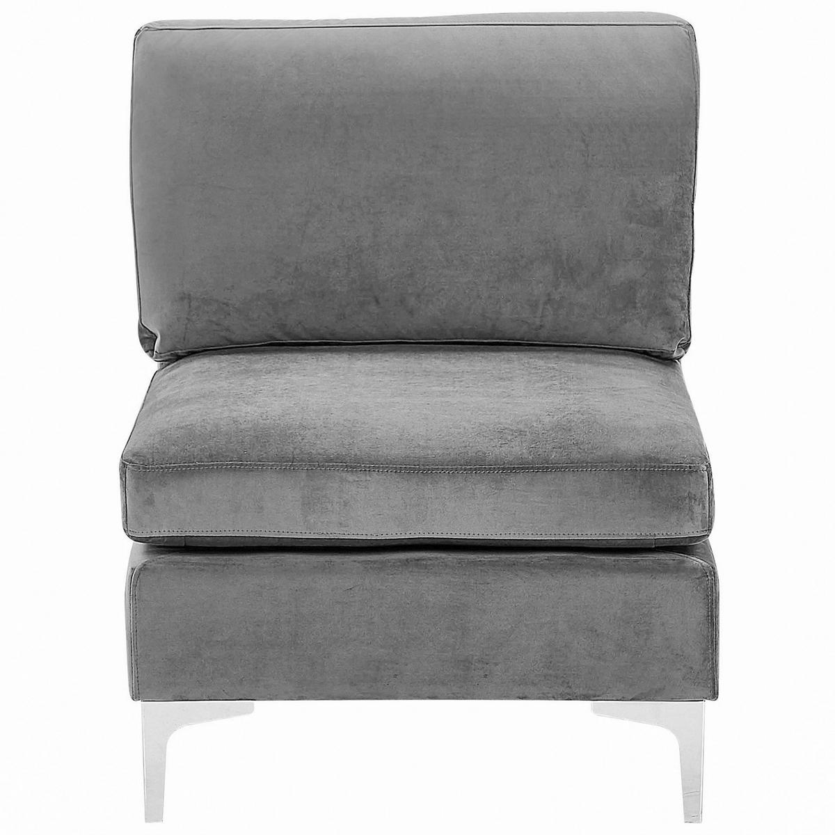 3-SITZER-SOFA Samtstoff grau mit Ottomane Evja - Grau, Textil (235/84/85cm) - Beliani