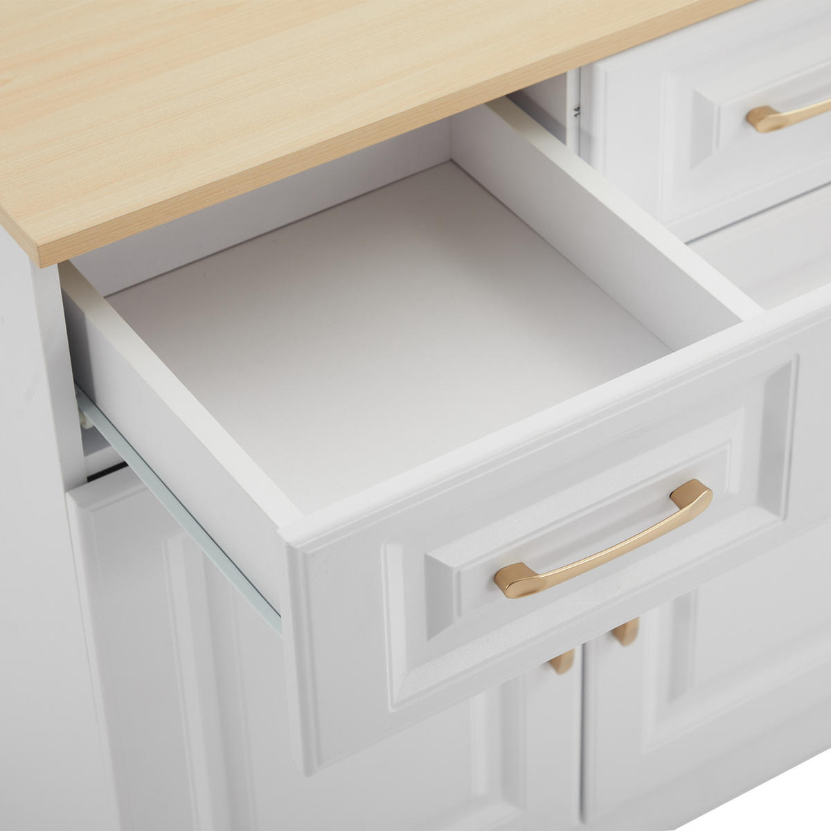 SIDEBOARD in Weiß Buffetschrank mit 4 Scheunentüren und 4 Schubladen für Esszimmer und Wohnzimmer, B140/T40/H75cm - Eichefarben/Weiß, Holzwerkstoff (140/75/40cm) - STILVORA