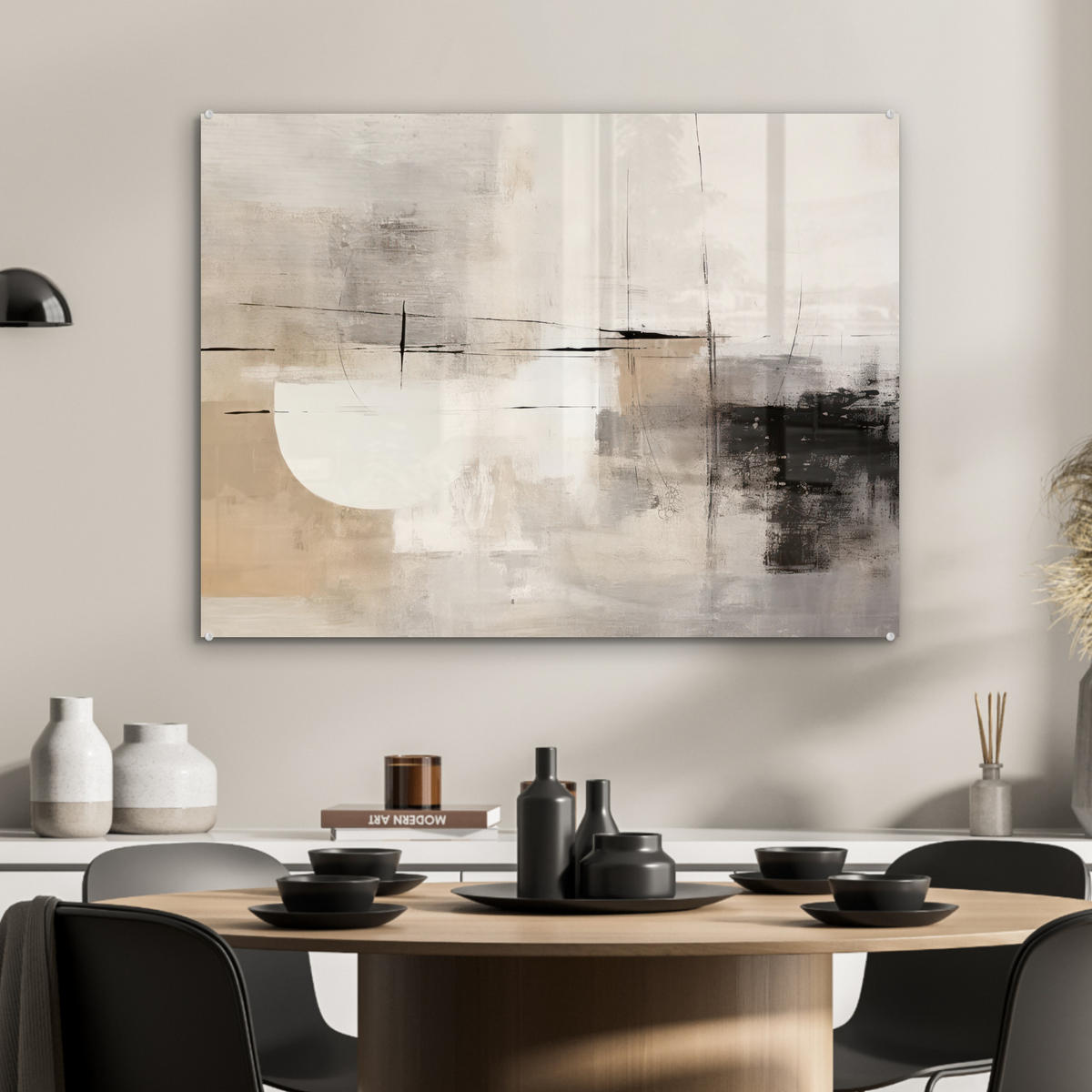 OBRAZ NA AKRYLOVOM SKLE Abstraktné - Umenie - Sivé 80x60 cm - svetlosivá, sklo (80/60cm) - MuchoWow