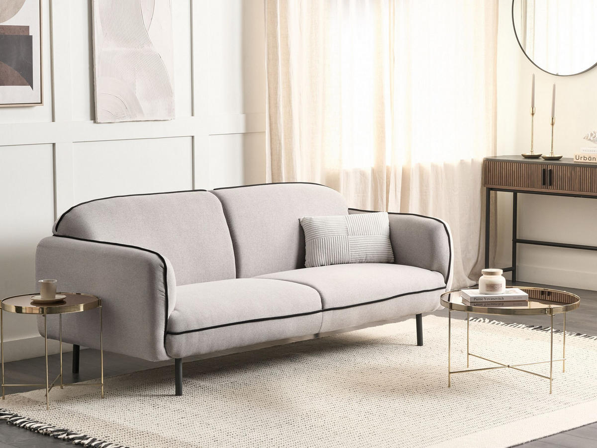 3-SITZER-SOFA hellgrau/schwarz Tonsberg - Schwarz/Grau, Textil (198/78/85cm) - Beliani