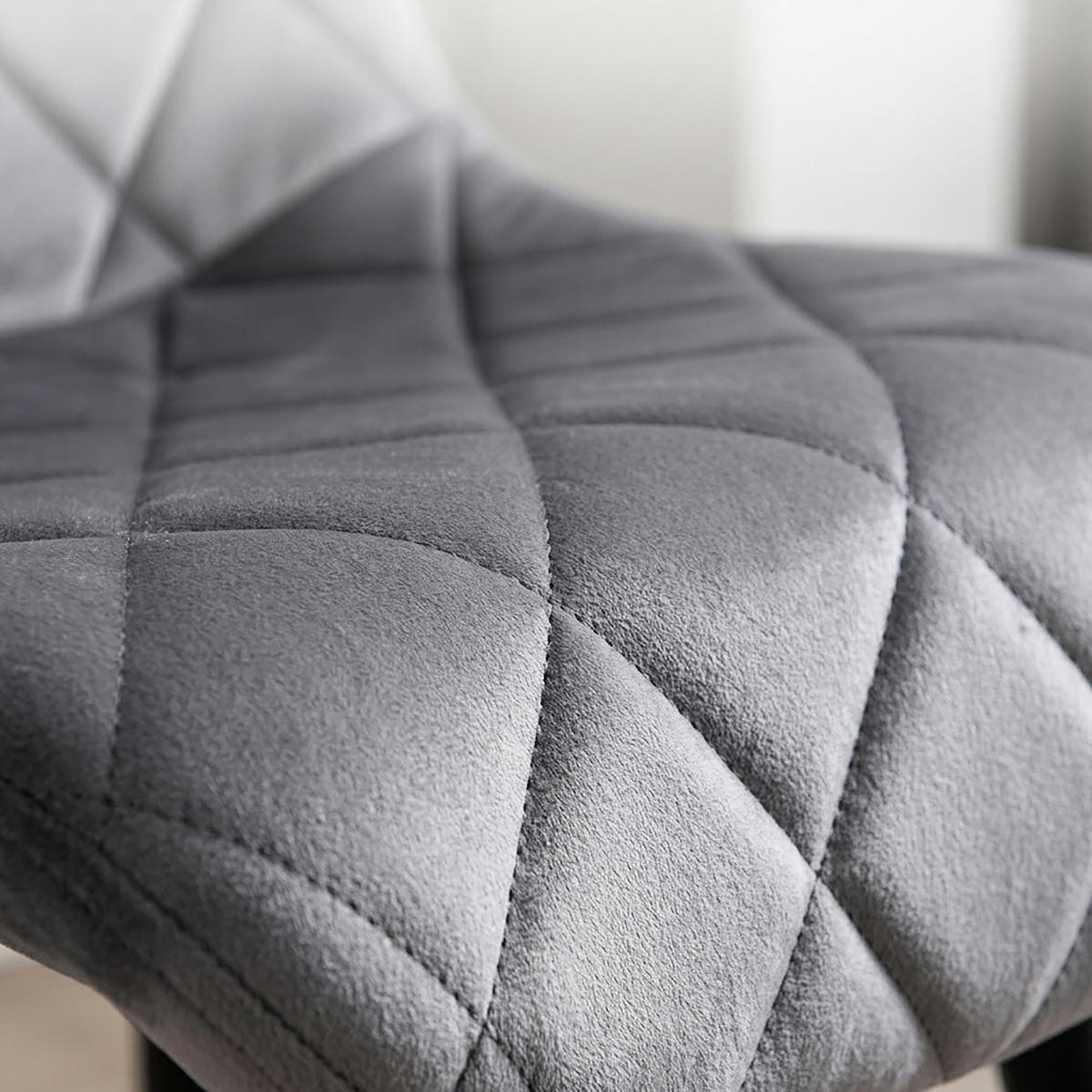 STOL Grå 4-pack sammet metallben - Grå, Trä/Textil (43/86/53.5cm) - Relaxdays