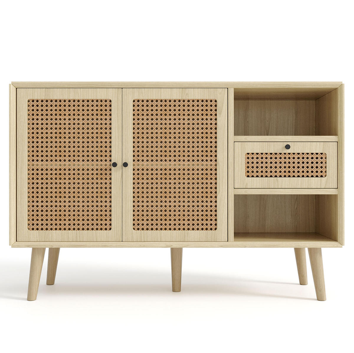 SIDEBOARD 120/40/80 cm Eiche aus MDF mit Rattangeflecht - Eichefarben, Holzwerkstoff (120/80/40cm) - OKWISH