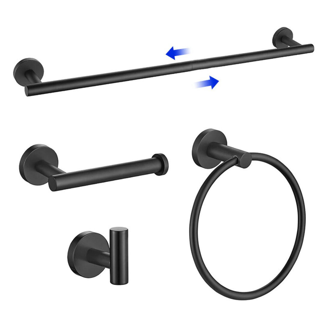 BADEZIMMER-REGAL-SET, schwarz, 34/17/6 cm - Schwarz, Metall (17/6/34cm)