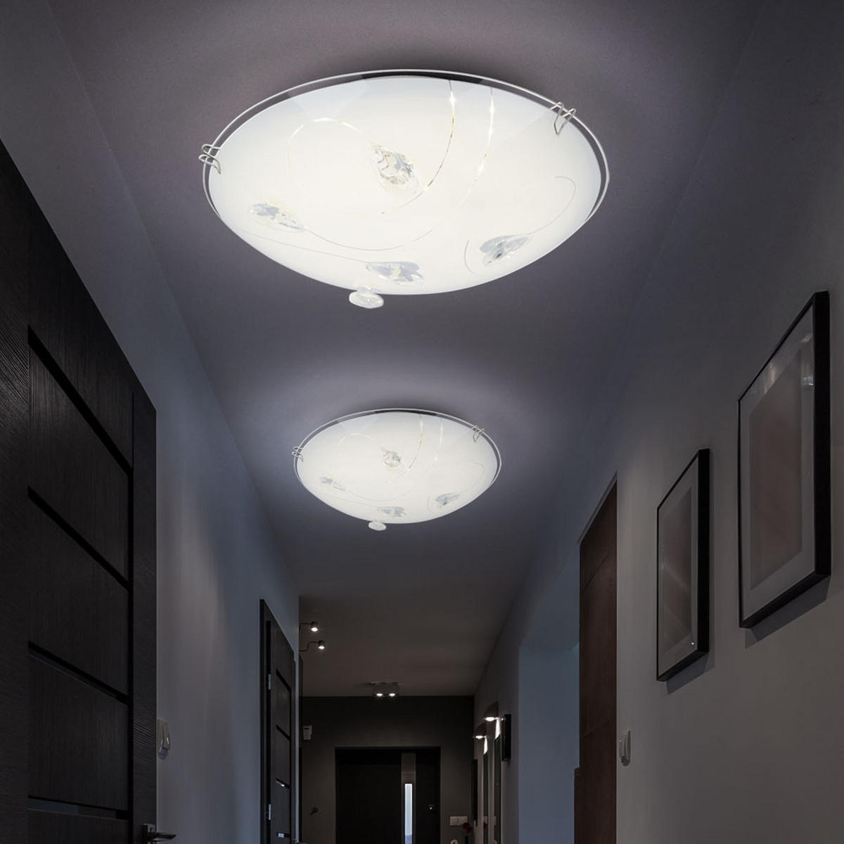 LED DECKENLEUCHTE Glas Weiß Chrom - Weiß, Glas (25/25/7.5cm)