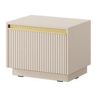 NACHTTISCH Loren in Kaschmirfarbe mit Schublade und geriffelten Fronten - Kaschmir/Goldfarben, Holzwerkstoff/Kunststoff (54/42/39cm) - Ravio