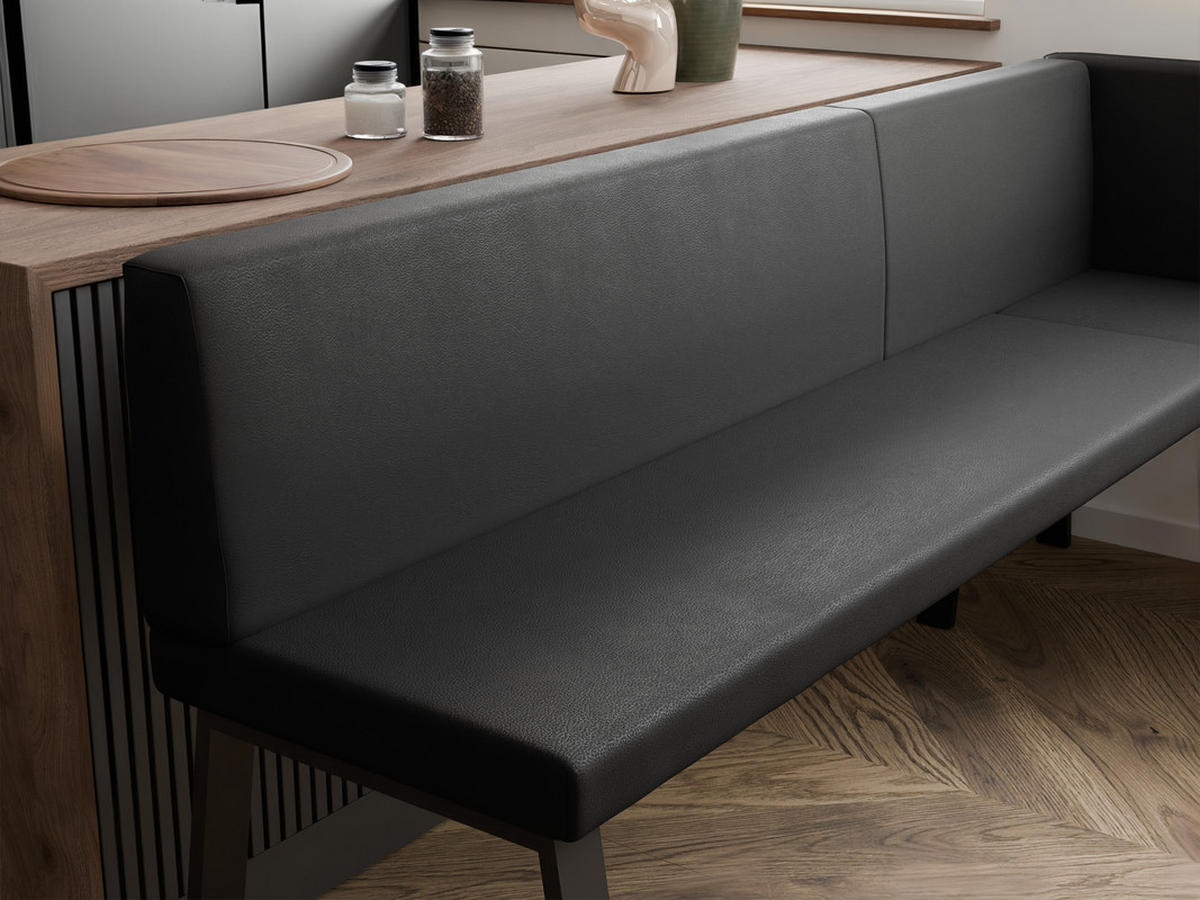 ECKBANK rechts MONO Y Kunstleder glatt, 128/168 cm Schwarz - Schwarz, Kunststoff/Textil (128/168cm) - Idohome