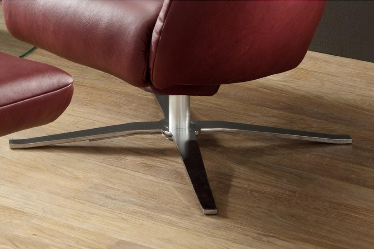 DREHSESSEL RANDY Rot Leder Drehbar (180°) - Silberfarben/Rot, Leder (79/117/96cm) - KAWOLA