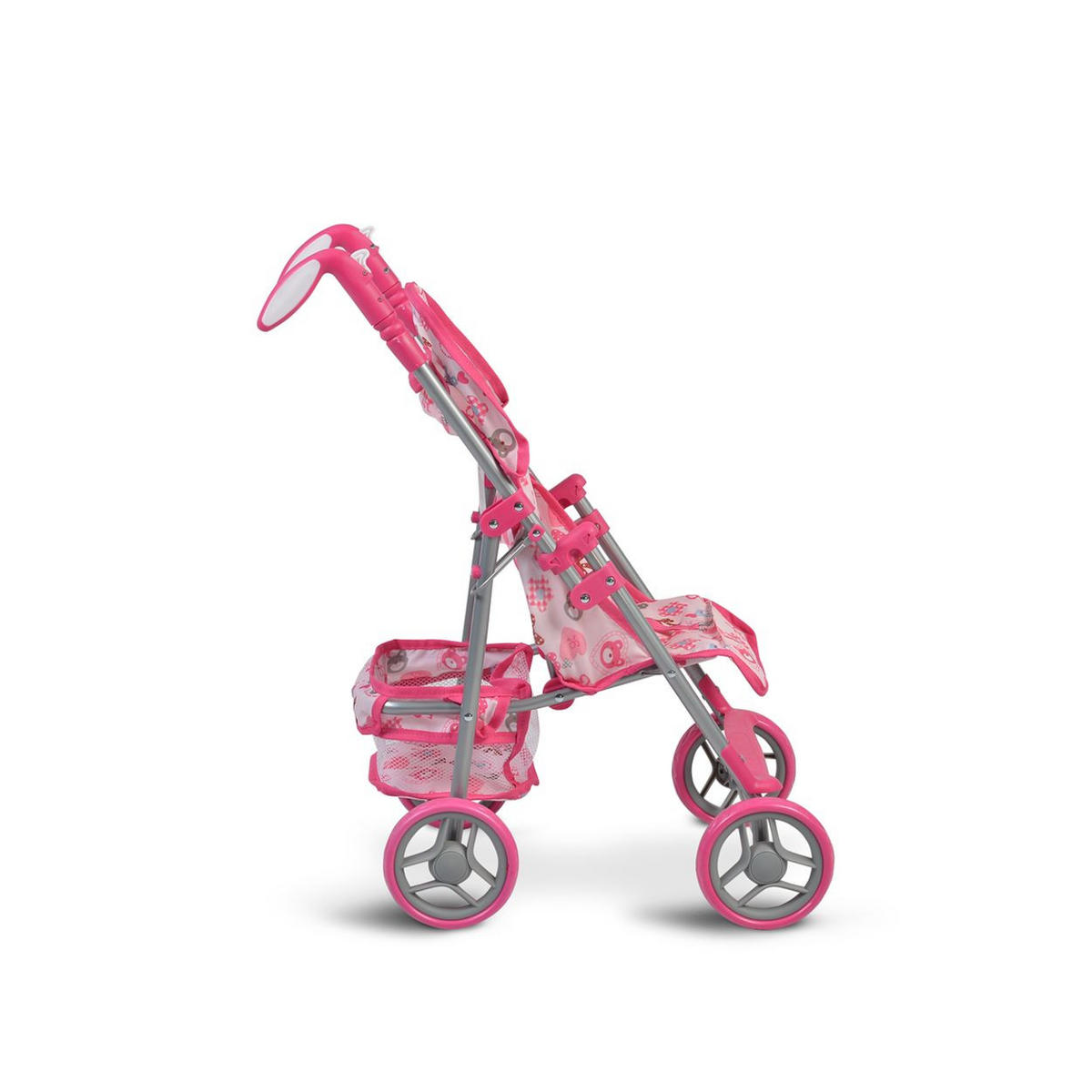 PUPPENWAGEN Flower Garden pink Rückenlehne, Griffe verstellbar, klappbar, Korb, 100% Polyester - Rosa, Metall (34.5/65/54cm) - Moni