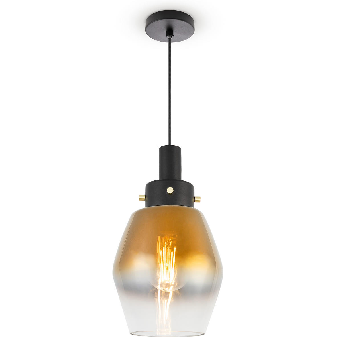 PENDELLEUCHTE Dora - Goldfarben/Schwarz, Metall (14/14/25.4cm) - Paco Home