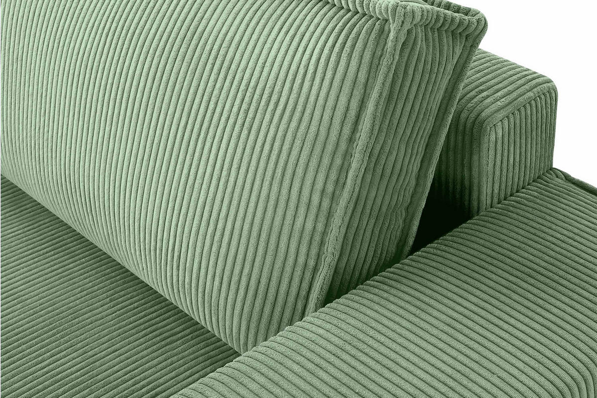 ECKSCHLAFSOFA-LINKS NAPI in Pet Friendly Cord-Stoff, mintfarben - Schwarz/Mintgrün, Textil (262/148cm) - KONSIMO®