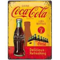 BLECHSCHILD 30/40 cm Coca-Cola Coca-Cola In Bottles Yellow - Multicolor, Metall (30/40/0.2cm) - Nostalgic-Art
