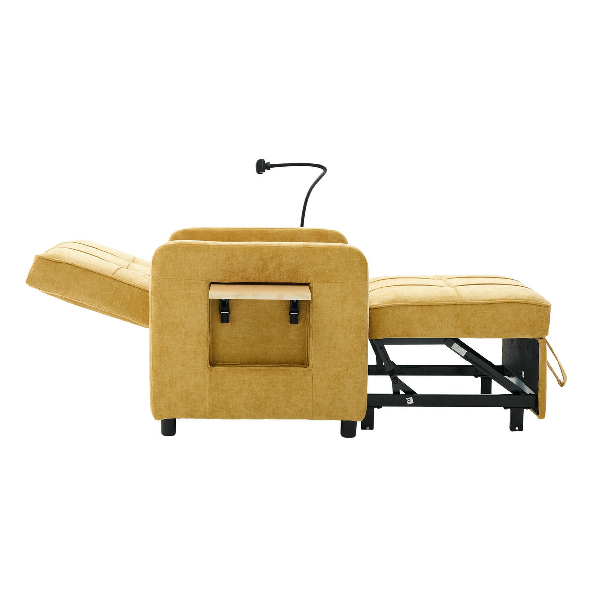 FERNSEHSESSEL Relaxsessel,Polsterliege mit Stauraum,Chenille,Gelb - Gelb, Textil (79/83/167cm) - LVHOM