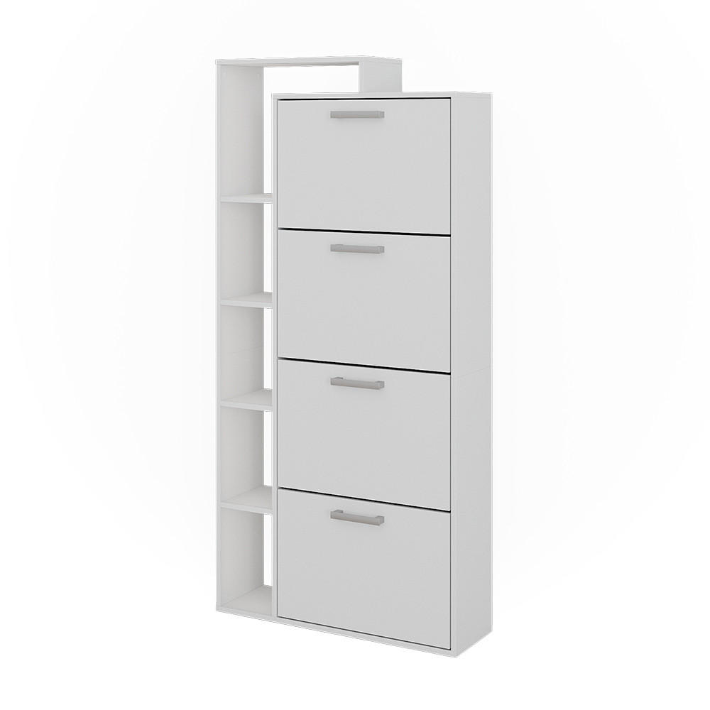 SCHUHKIPPER Orlando Weiß 80 x 166.1 cm mit 4 Fächern - Weiß, Holzwerkstoff (80/166.1/24.2cm) - Vicco