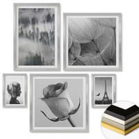 WANDBILDER 5er Set - 50x50 cm & 20x30 cm & 40x60 cm Silberner Rahmen - Zitrusbäume in einem sonnigen Garten - Silberfarben, Kunststoff (40/60cm) - ArtPrintCave