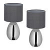2 x Nachttischlampe - Silberfarben, Kunststoff/Textil (18/18/33.5cm) - Relaxdays