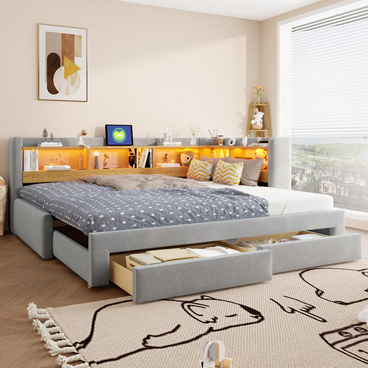 AUSZIEHBETT 90/180/200 cm, DE-41720, in Grau - Grau, Metall (90/200cm) - ComfortXL