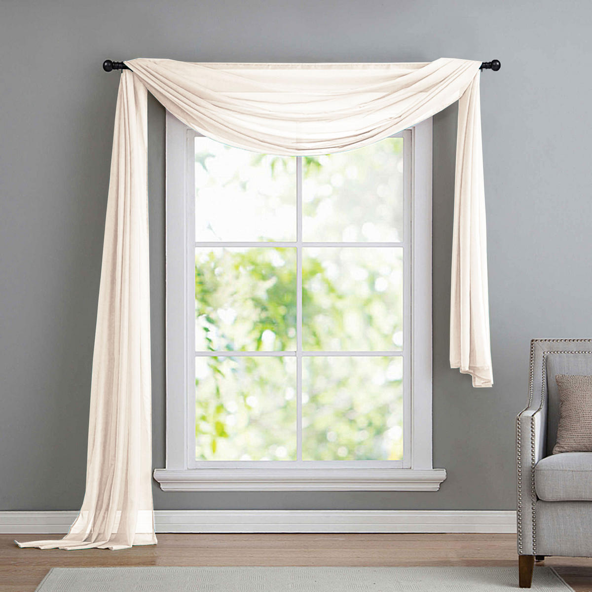 QUERBEHANG 1ER SET HxB 140x600 Creme - Creme, Textil (140/600cm) - Gardinenbox