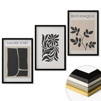 WANDBILDER 3er-Set - 40x60 cm Schwarzer Rahmen - Abstrakte Pflanzenmuster - Schwarz, Kunststoff (40/60cm) - ArtPrintCave